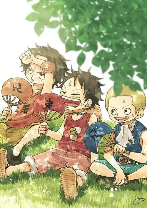 海贼王asl头像分享,三兄弟回归童年的夏天,在树下乘凉吃冰棍
